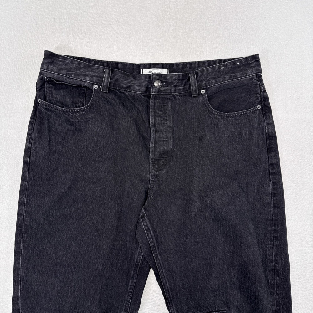 Madewell Darted Barrel Leg Jeans Womens Size 31 Black Denim Button Fly Wide Leg - Picture 3 of 9
